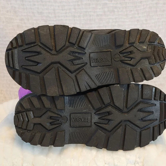 ITASCA Youth Girls Snow Boots Black Purple Drawstring Pull On Insulated Winter 1 - Picture 8 of 9